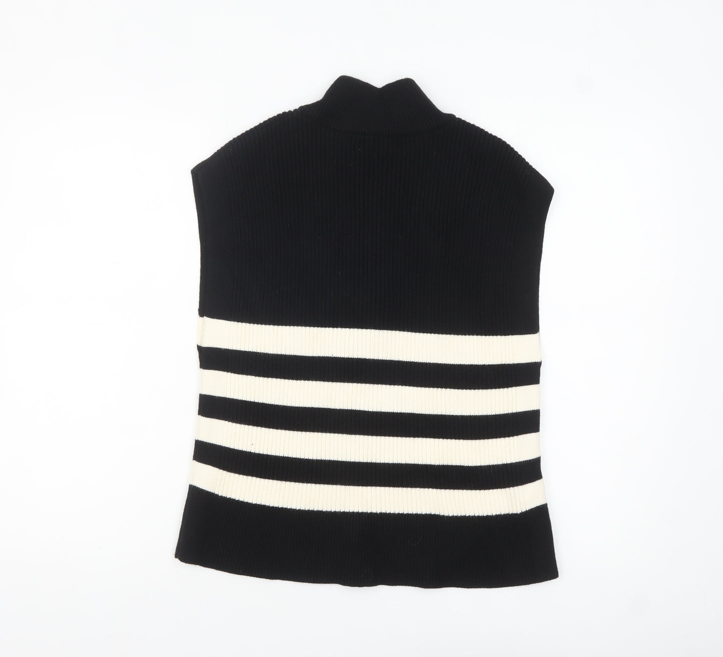 MNG Women’s Black Striped Sleeveless Knit Vest Jumper XL