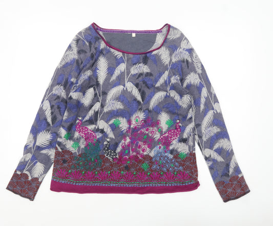 White Stuff Womens Multicoloured Size 12 Embroidered Wool Blend Pullover Jumper