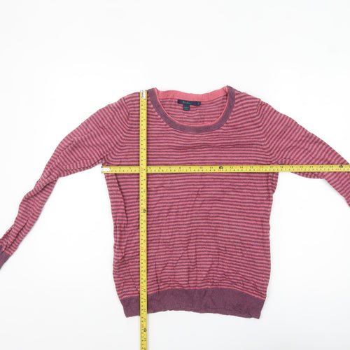 Boden Women Pink Striped Crew Neck Long Sleeve Pullover Jumper Size 14
