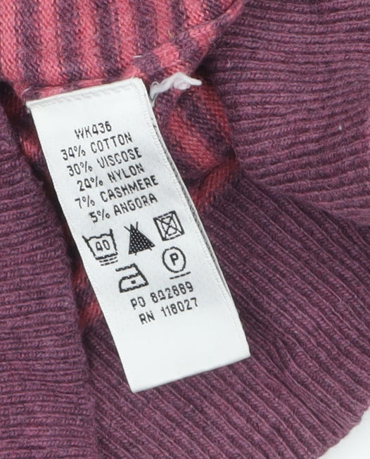 Boden Women Pink Striped Crew Neck Long Sleeve Pullover Jumper Size 14