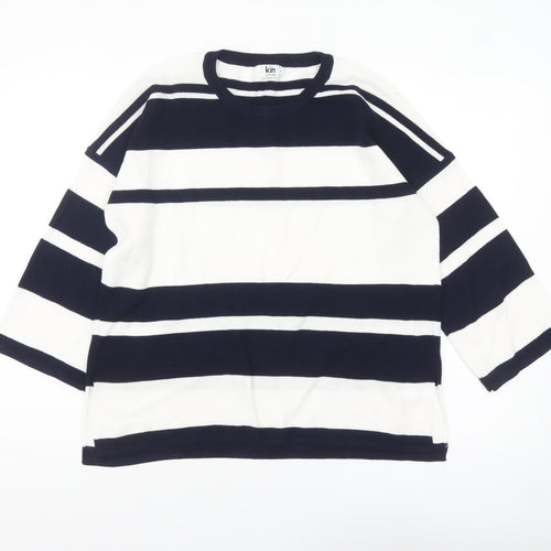Kin by John Lewis Women's Navy White Striped Crew Neck Jumper Size S