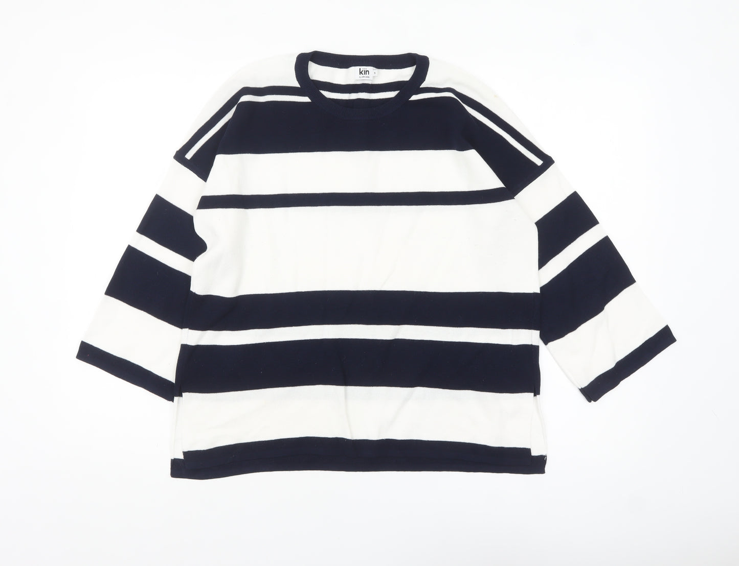 Kin by John Lewis Women's Navy White Striped Crew Neck Jumper Size S