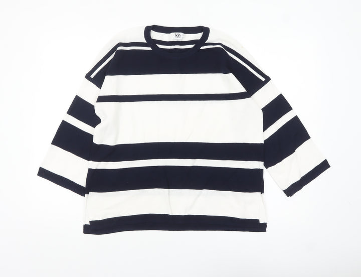 Kin by John Lewis Women's Navy White Striped Crew Neck Jumper Size S
