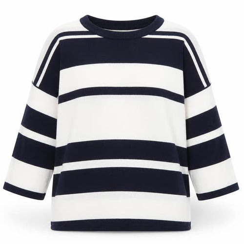 Kin by John Lewis Women's Navy White Striped Crew Neck Jumper Size S