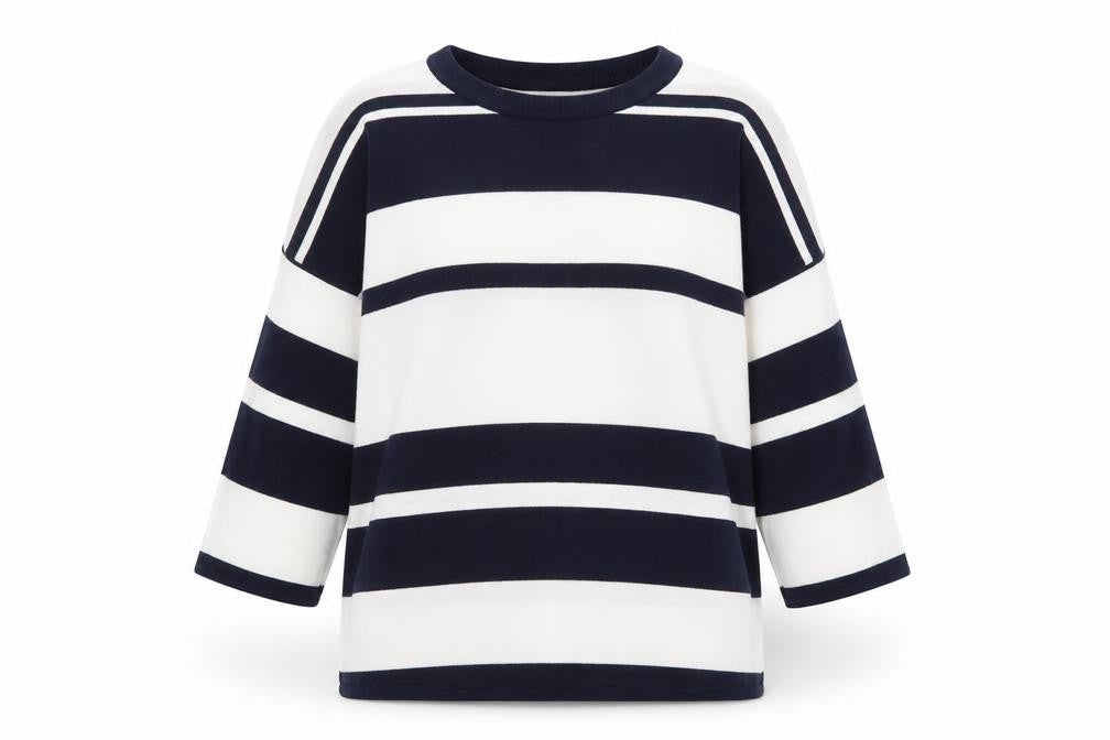 Kin by John Lewis Women's Navy White Striped Crew Neck Jumper Size S