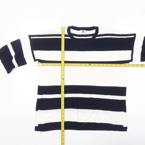 Kin by John Lewis Women's Navy White Striped Crew Neck Jumper Size S