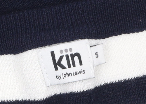 Kin by John Lewis Women's Navy White Striped Crew Neck Jumper Size S