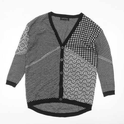 River Island Women’s Black & Grey Patch Knit Cardigan Size 12