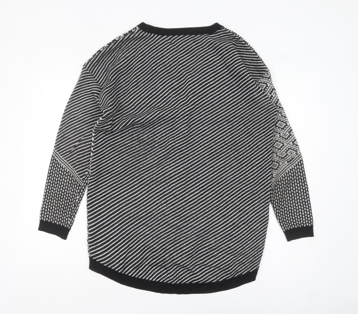 River Island Women’s Black & Grey Patch Knit Cardigan Size 12