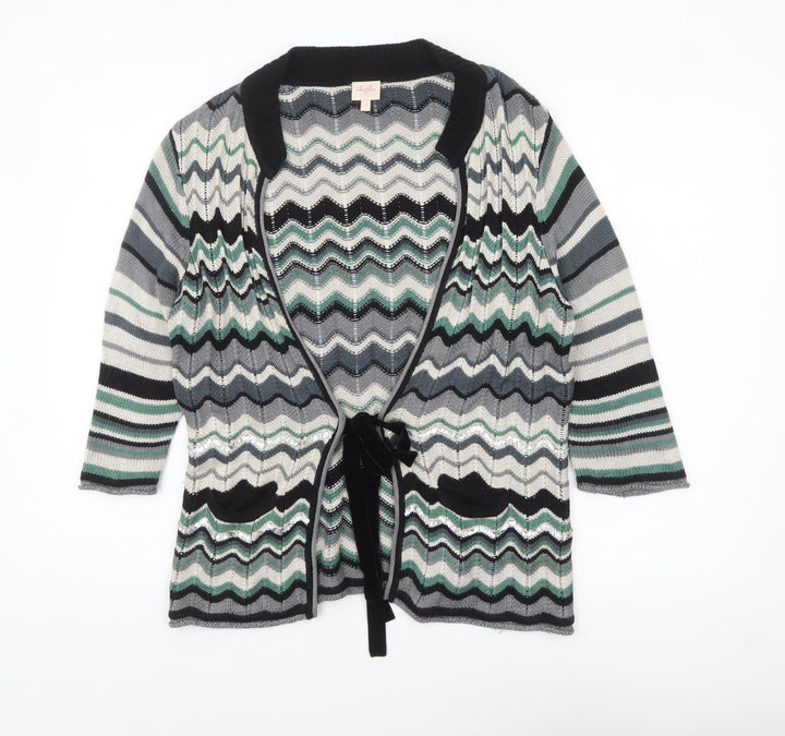 Whistles Women’s Multicoloured Knit Tie Front Cardigan Size 12