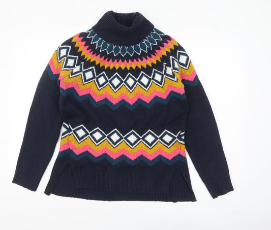 Marks and Spencer Women’s Multicoloured Roll Neck Fair Isle Jumper Size S