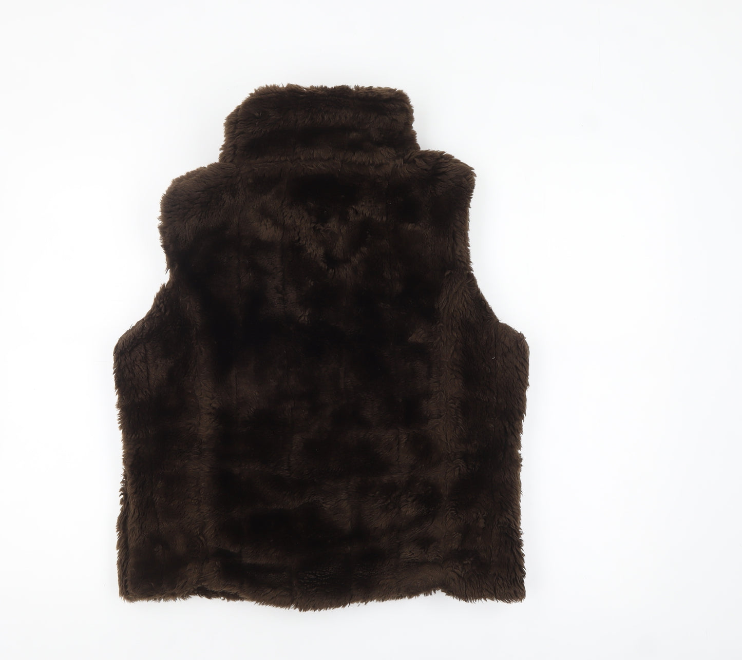 New Look Women Brown Faux Fur Zip Waistcoat UK 14