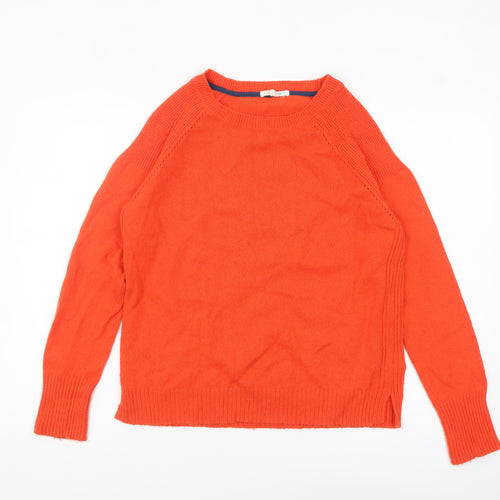 White Stuff Women's Orange Merino Wool Blend Crew Neck Jumper Size 14