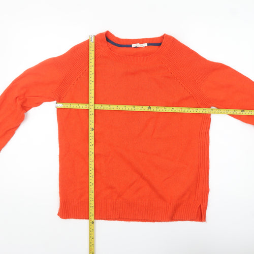 White Stuff Women's Orange Merino Wool Blend Crew Neck Jumper Size 14