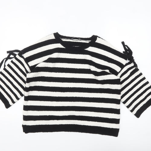 Marks and Spencer Womens Black Striped Pullover Jumper M