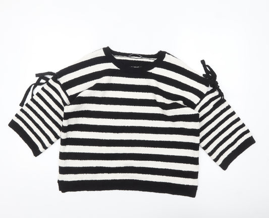 Marks and Spencer Womens Black Striped Pullover Jumper M