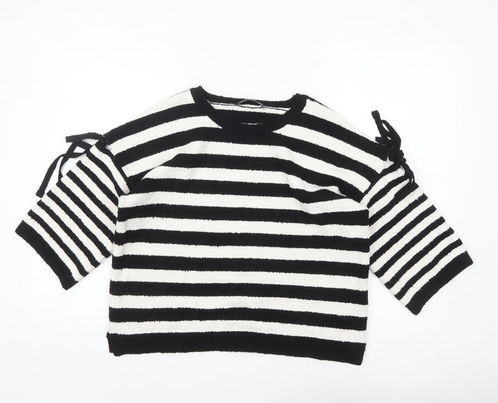 Marks and Spencer Womens Black Striped Pullover Jumper M