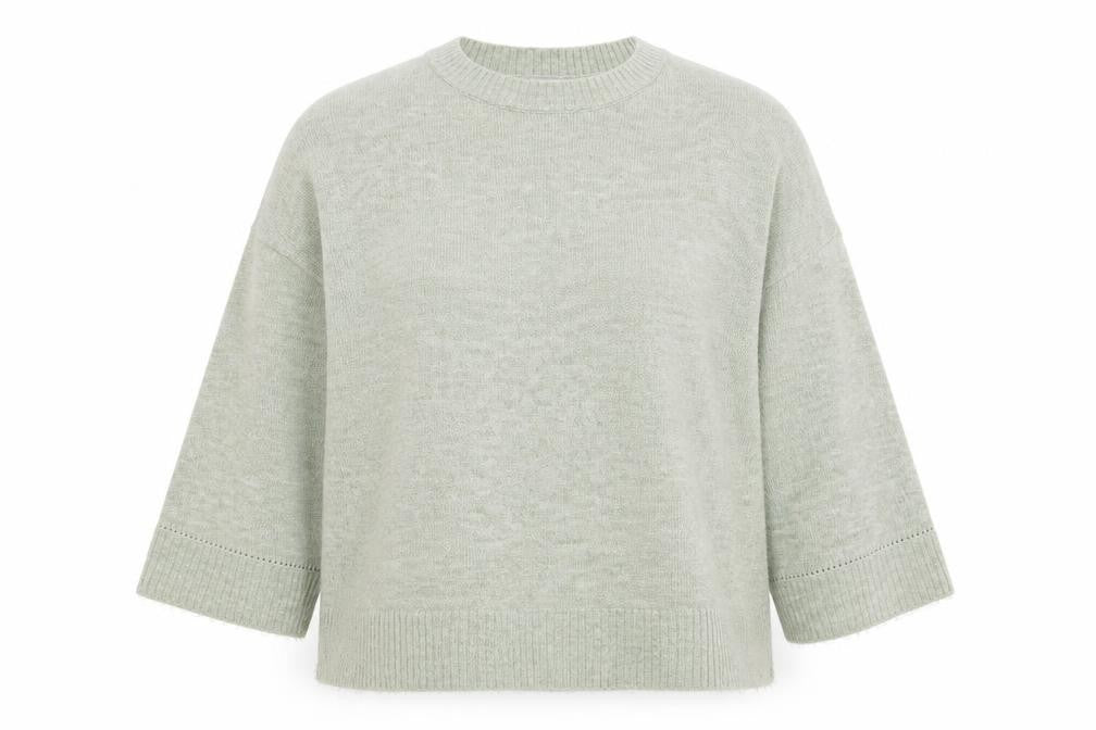 Front view of Simply Be women’s green plus, size UK 28/30, crew neck knit jumper