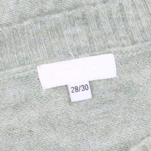 Simply Be Womens Green Plus Size 28/30 Crew Neck Knit Jumper