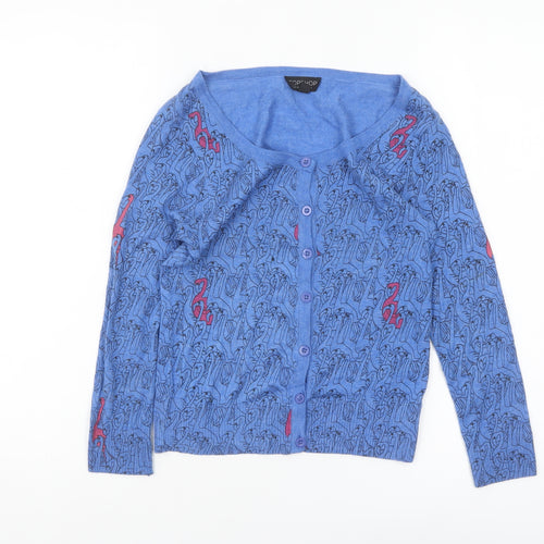 Topshop Women’s Blue Animal Print Knit Cardigan Size 8