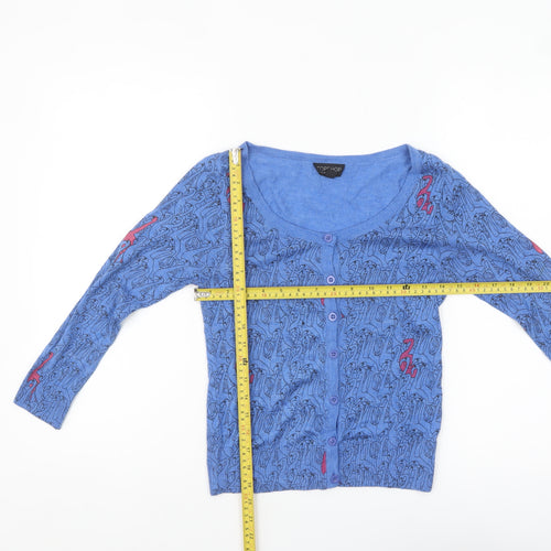 Topshop Women’s Blue Animal Print Knit Cardigan Size 8