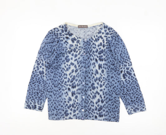 Marks and Spencer Women's Blue Animal Print Wool Blend Cardigan Size 10