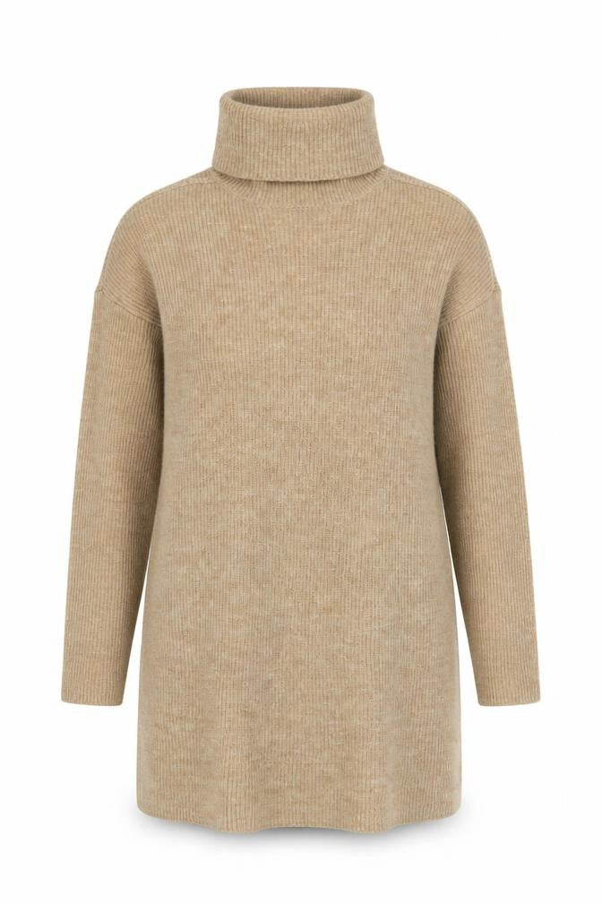 ONLY Women’s Beige Roll Neck Long Sleeve Tunic Jumper Size M