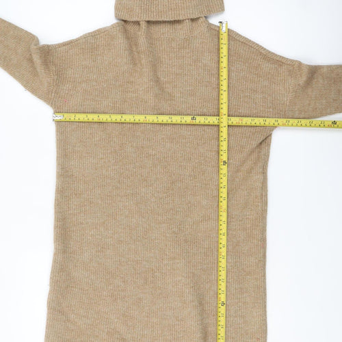 ONLY Women’s Beige Roll Neck Long Sleeve Tunic Jumper Size M