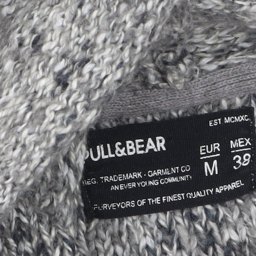 Pull & Bear Women's Grey Hooded Knit Jumper Size 12
