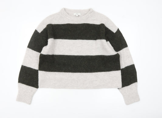 Marks and Spencer Women's Grey Striped Wool Alpaca Pullover Jumper M