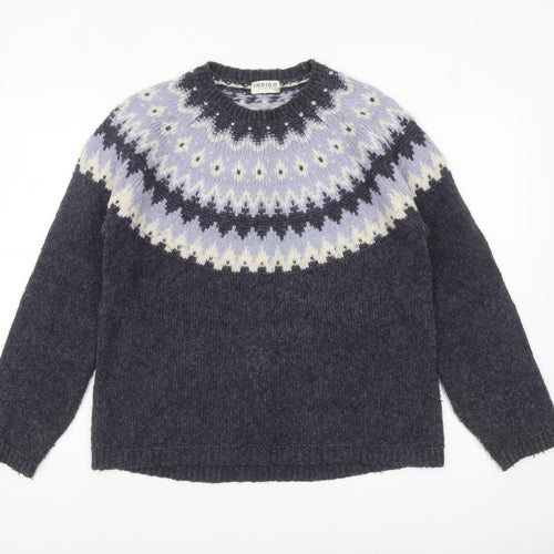 Marks and Spencer Women Purple Fair Isle Wool Blend Jumper Size 14