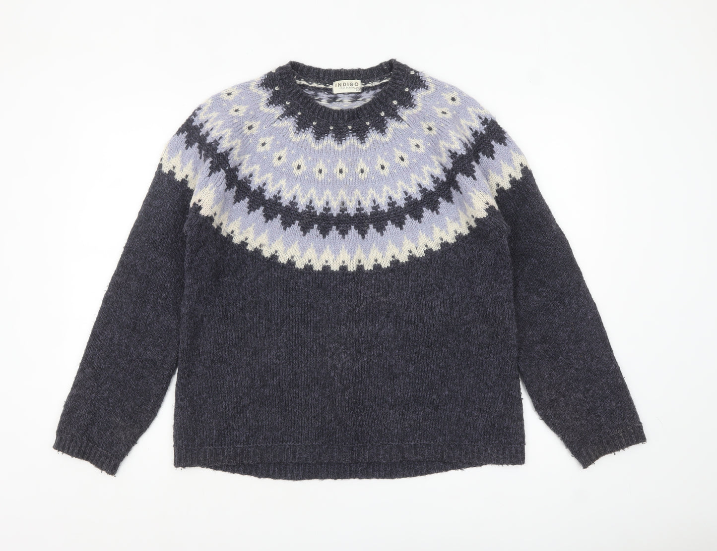 Marks and Spencer Women Purple Fair Isle Wool Blend Jumper Size 14