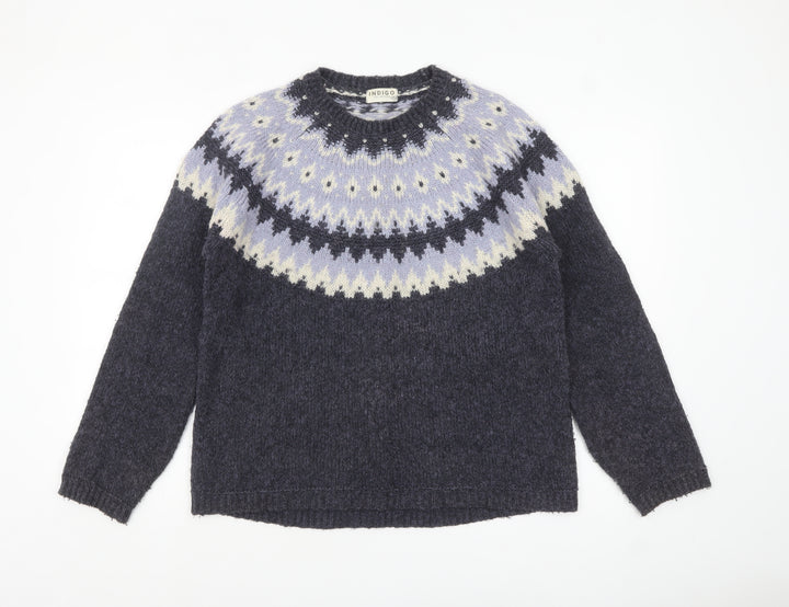 Marks and Spencer Women Purple Fair Isle Wool Blend Jumper Size 14