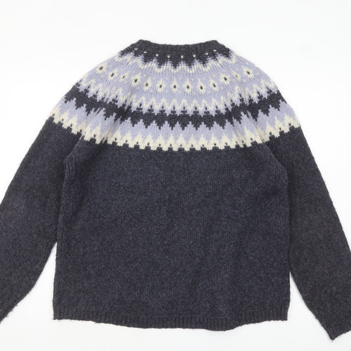Marks and Spencer Women Purple Fair Isle Wool Blend Jumper Size 14