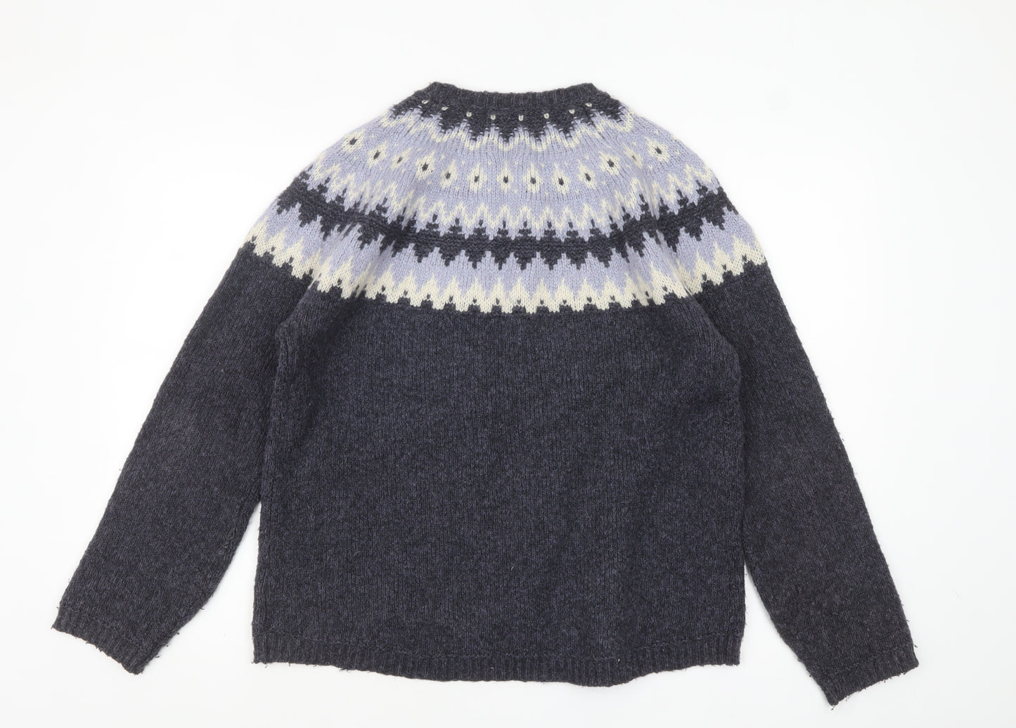 Marks and Spencer Women Purple Fair Isle Wool Blend Jumper Size 14