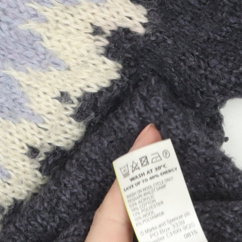 Marks and Spencer Women Purple Fair Isle Wool Blend Jumper Size 14