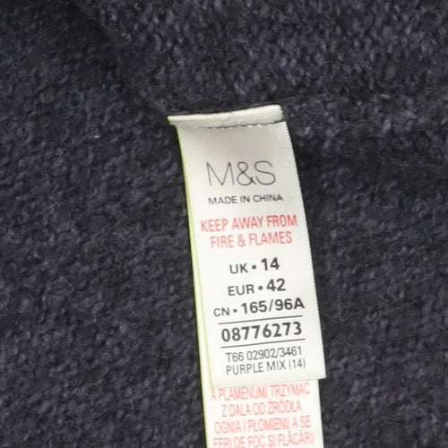 Marks and Spencer Women Purple Fair Isle Wool Blend Jumper Size 14