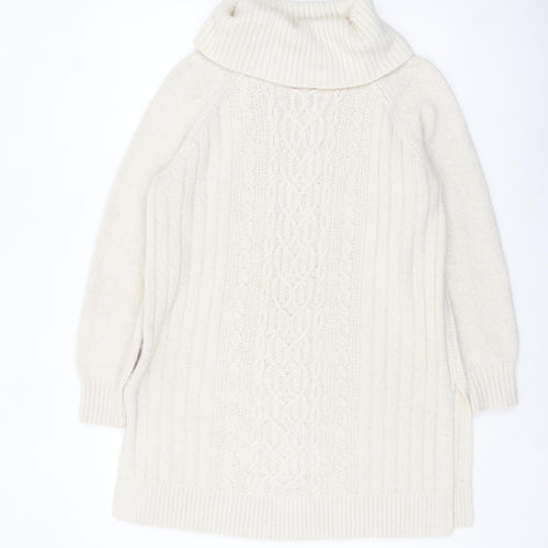 Marks and Spencer Womens Ivory Roll Neck Tunic Jumper Size 16