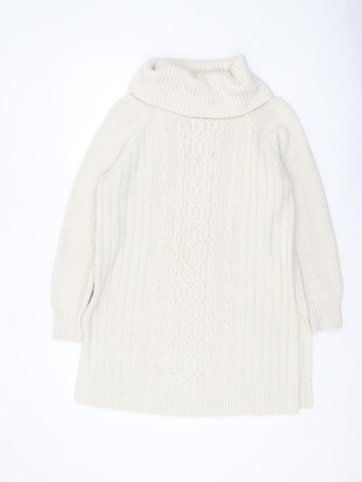 Marks and Spencer Womens Ivory Roll Neck Tunic Jumper Size 16