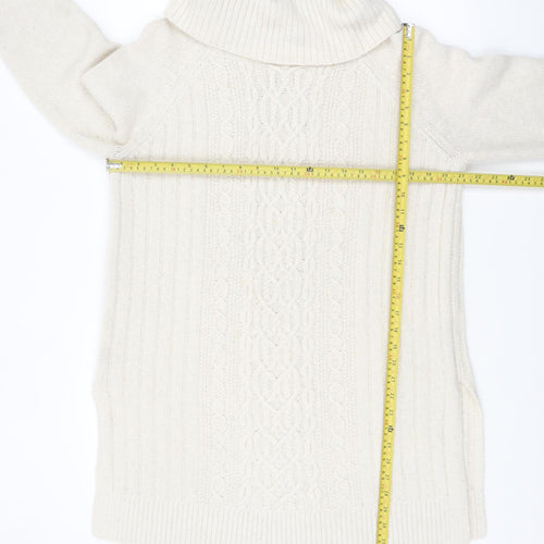 Marks and Spencer Womens Ivory Roll Neck Tunic Jumper Size 16