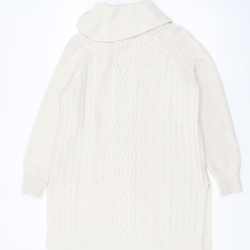 Marks and Spencer Womens Ivory Roll Neck Tunic Jumper Size 16