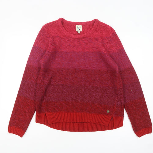 Yumi Women's Red Knit Crew Neck Pullover Jumper Size 12