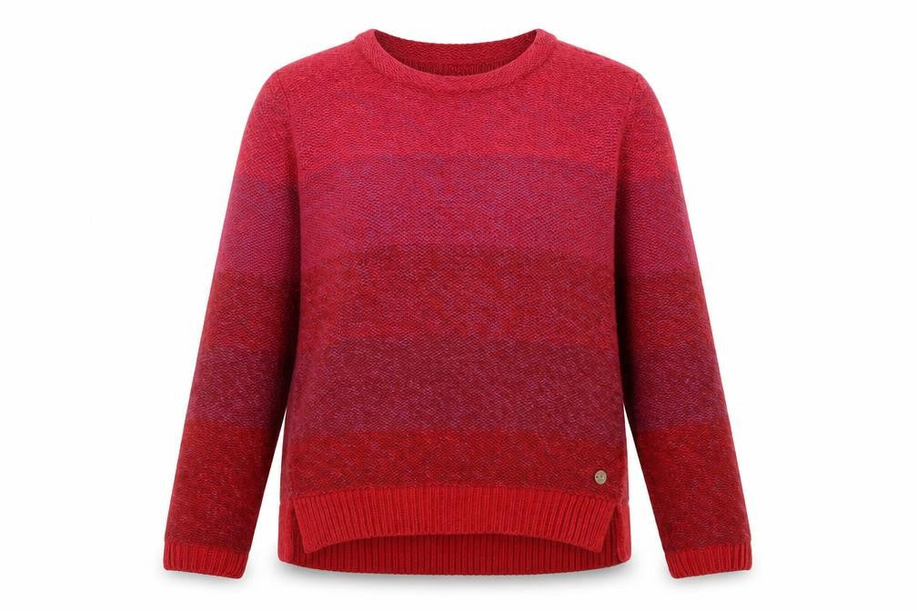 Front view of Yumi Women's Red Knit Crew Neck jumper, size 12