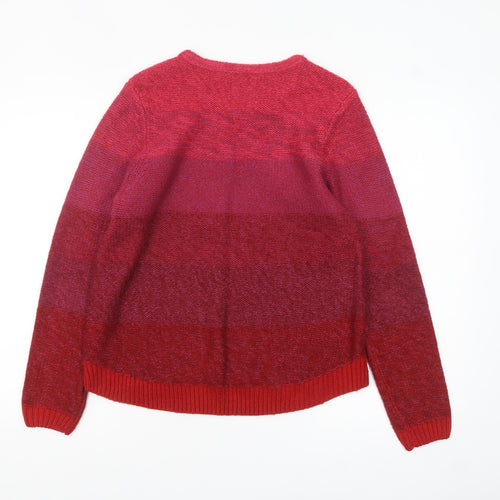 Yumi Women's Red Knit Crew Neck Pullover Jumper Size 12