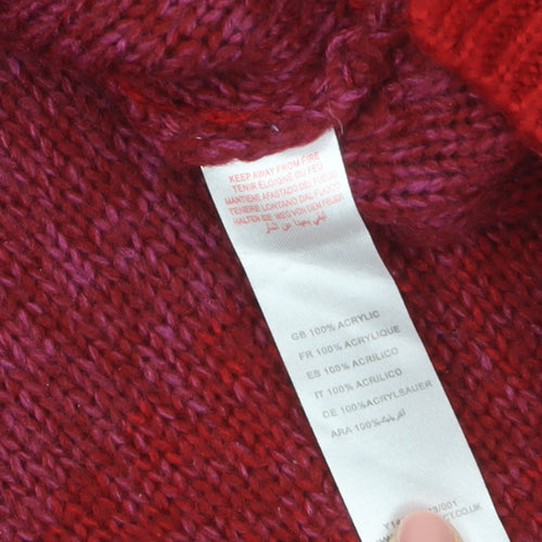 Yumi Women's Red Knit Crew Neck Pullover Jumper Size 12