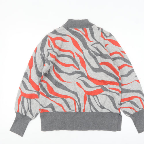 Marks and Spencer Women's Grey Animal Print Mock Neck Jumper Size M