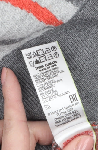 Marks and Spencer Women's Grey Animal Print Mock Neck Jumper Size M