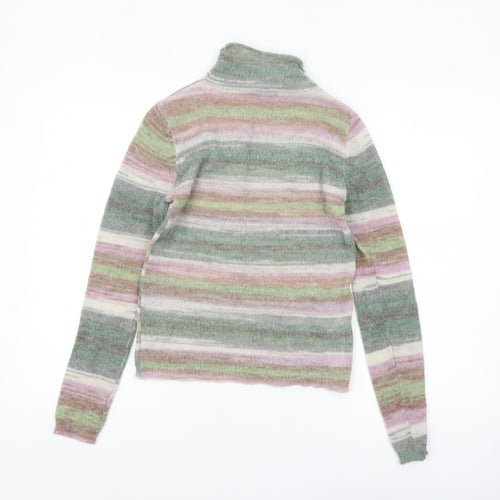 MNG Women’s Multicoloured Roll Neck Striped Knit Jumper Size S