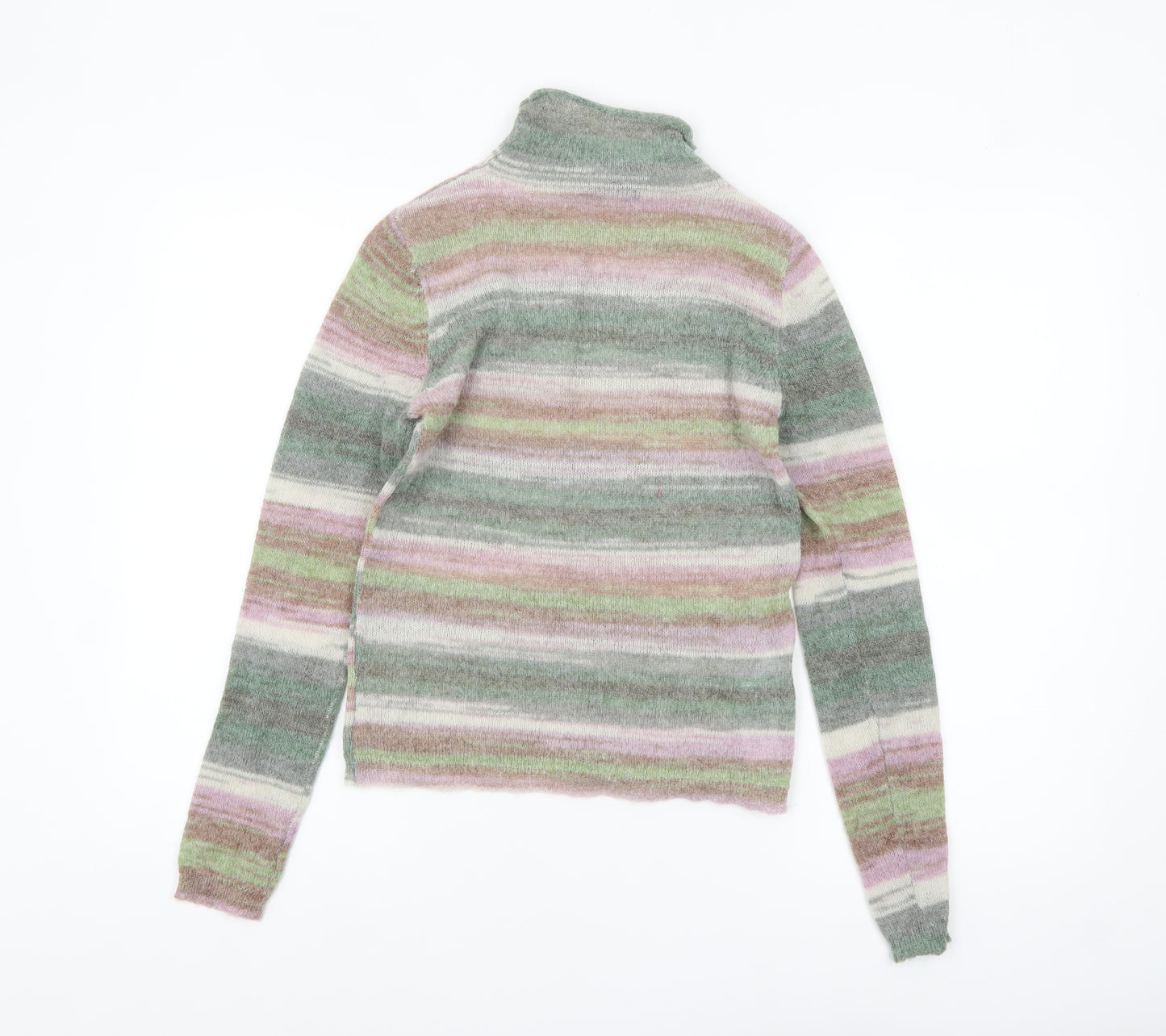MNG Women’s Multicoloured Roll Neck Striped Knit Jumper Size S