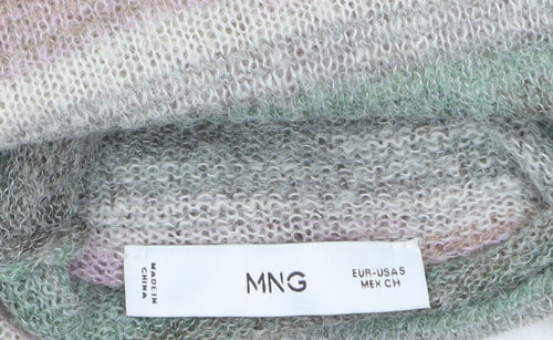 MNG Women’s Multicoloured Roll Neck Striped Knit Jumper Size S